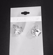 Square Cut Elegant Earrings w pave crystal wings