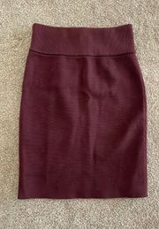 Knit Pencil Skirt maroon
