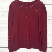 NWT Embellished Puff Sleeve Sweater Maroon Size XL Belldini Macy’s