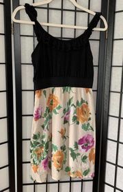 Anthropologie Mini Floral Dress Black Medium