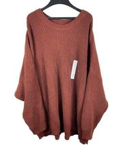 Sonoma Slouchy Crewneck Brown Long Sleeve Pullover 4x Sweater NWT