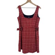 City Chic Mini Dress Herringbone Plaid Knit Square Neck Red Black Womens 12