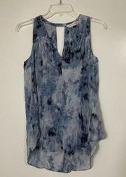 Rebecca Taylor Blue washed silk sleeveless blouse top size 2