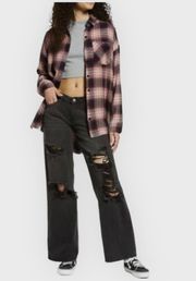 Destroyed Wide Leg Distressed Jeans