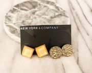 New York & Company Earrings Set Gold Toned Multicolor Stud Sophisticated Glam