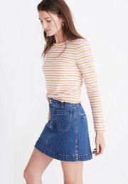 Stretch Denim A-Line Mini Skirt - Cassius Wash - 0