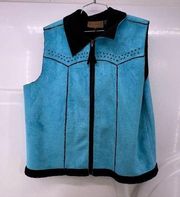 Rough rider large blue faux suede suede vest b45