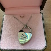 Retro  Pam & Gela Silver Heart Lock Totally Secure Couture Necklace