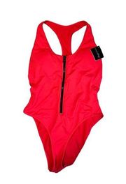 NWT Smart & Sexy Zip Front One Piece Swimsuit Red Size XL