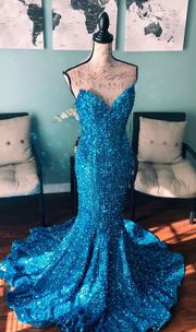 Sparkly Blue Mermaid Prom Dresses Portia &