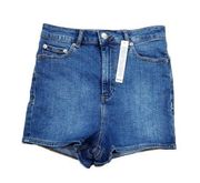 Asos High Rise Lift and Contour Jean Shorts Mid Blue Stretch US 6 UK 10 Shortie