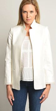 Zadig & Voltaire Volly Frange Ivory Open Front Blazer Jacket Size 36