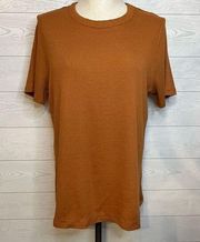 AVA & VIV brown ribbed short sleeve top Size 14W