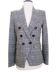 Veronica Beard Miller Glen Plaid Dickey Jacket Blazer Gray Blue 0 XS