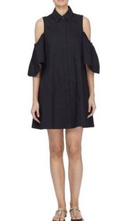 "CATHERINE MALANDRINO" BLACK COLD SHOULDER SWING SHIRT DRESS SIZE: S NWT