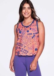 Fun & Sunshine ZUMBA Mesh Tank Top NWOT Orange marmalade & Purple small