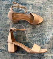 Bernardo Jalena Block Heel Open Toe Sandal in Blush Antique Calf Size 8