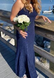 Navy Blue Sparkly Mermaid Prom Dress, Sz 6