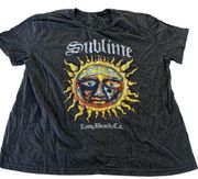 Sublime Shirt Women X Large Gray Graphic Sun Band Tee Crew Neck Cotton Poly