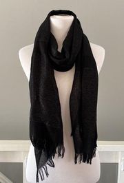 The Limited Black Sparkly Lightweight Fringe Hem Scarf