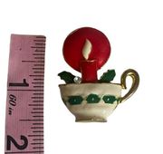 Vintage Christmas candlestick brooch