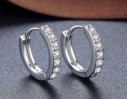 925 Silver Plated Cubic Zirconia CZ Diamond Small Hoop Earrings for Women Men