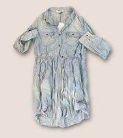 Love Tree Chambray Shirt Dress Light Wash Indigo L