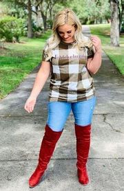 New Womens Lularoe Fall Fallelujah Plaid Liv Graphic Tee Shirt - Sz XXS