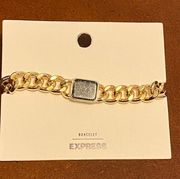 NWT Express Black Charm with bracelet with gold chain and clasp in back