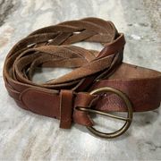 NWT Abercrombie and Fitch Brown Leather Braided Belt