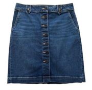 Talbots Jean Skirt Button Front Pencil Denim Jean Skirt Size 6 NWOT