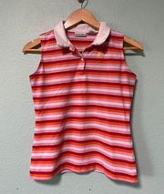 Women's‎ Pink and Orange Stripped Polo Shirt Size Large