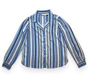 Blue Striped Button Down Blouse Size 4P