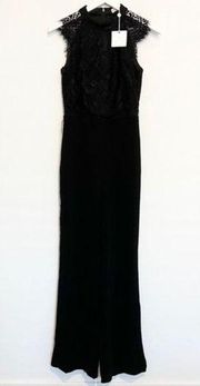 NWT Miss Holly The Label Roya Sheer Lace Jumpsuit Pants Black New Size Small