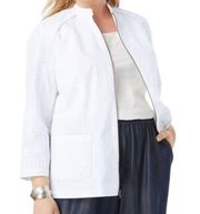 JESSICA LONDON WHITE POPLIN EYELET JACKET BLAZER SIZE 12W