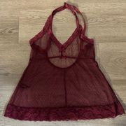 Allure Lingerie Mesh See Through Floral Lacey Strappy Babydoll Tank Top Ribbons