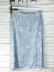 Vintage Boho Light Blue Yellow Paisley Maxi Skirt