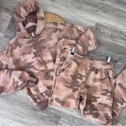 Fabletics forever fleece camo sweat suit combo sweatshirt and sweatpants