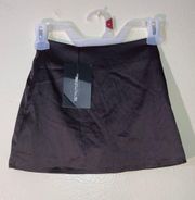 NWT PrettyLittleThing “Petite Chocolate Low Rise Satin Mini Skort Skirt” Size 0 