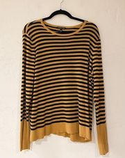 Eileen Fisher Tencel Silk Knit Top in Clay Black Stripe Size Extra Large