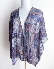 Y2K Wet Seal Purple Lightweight Shawl Wrap OS Paisley Floral