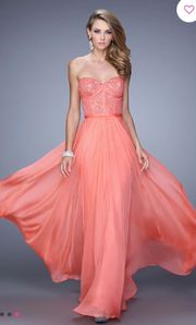 Coral Corset Prom Dress