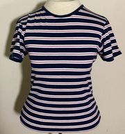 Y2K Limited America Striped shirt short sleeve top small red white blue vintage