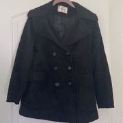 Fleurette Loro Piana Wool Black Coat Sz 8P