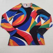 Nautica Womens Size Medium Long Sleeve Rash Guard Sails Multi Print UPF 30+