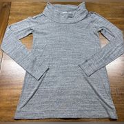 Womens Size M Medium Turtleneck Shirt Fitted Long Sleeve Solid Gray