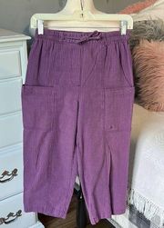 Allison Daley Purple Check Capri Pants Cargo Cotton Fits Small Womens 8 Comfy