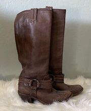 Carmen Tall Harness Boots Brown Distressed 8.5B