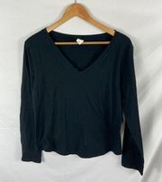 NWT Melrose & Market Black V Neck Long Sleeve Tshirt Small