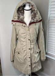 1 Madison Expedition insulated faux fur hooded anorak parka jacket size medium